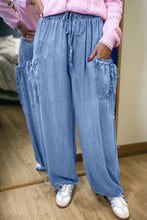 Load image into Gallery viewer, Beau Blue Drawstring Elastic Waist Pocketed Loose Denim Pants