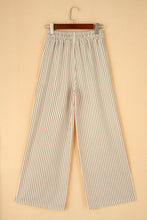 Load image into Gallery viewer, Khaki Stripe Print Wide Leg Drawstring Pants