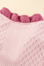 Load image into Gallery viewer, Light Pink Textured Puff Sleeve Ruffled V Neck Shift Mini Dress