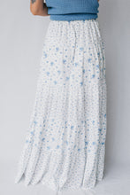 Cargar imagen en el visor de la galería, Sky Blue High Waist Tiny Floral Print Boho Maxi Skirt