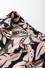 Load image into Gallery viewer, Black Plus Size Floral Printed Puff Sleeve Collared Maxi Dress