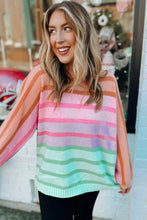 Load image into Gallery viewer, Multicolour Gradient Striped Ribbed Edge Loose Sweater