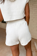 Load image into Gallery viewer, White Textured Cropped Hoodie and Shorts Set