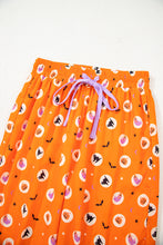 Load image into Gallery viewer, Orange Halloween Print Lapel Shirt Long 2pcs Pajama Set