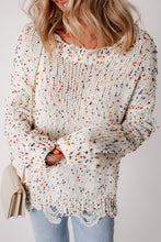 Load image into Gallery viewer, White Colorful Confetti Distressed Knit Sweater