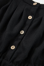 Load image into Gallery viewer, Black Knotted Straps Button Textured Drawstring Jumpsuit