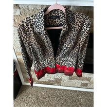 Load image into Gallery viewer, Mesmerize Leopard Print Red-Accent Bling Women's Blazer Jacket Zip Up