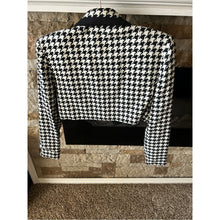 Load image into Gallery viewer, Vintage Donna Morgan Black & White Houndstooth Cropped Blazer with Gold Buttons
