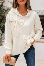 Cargar imagen en el visor de la galería, White Solid Color Cute Bow Detail Loose Hoodie