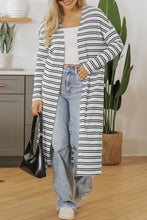 Cargar imagen en el visor de la galería, Black Stripe Print Open Front Duster Cardigan