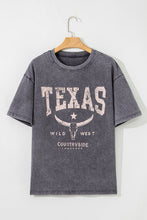 Cargar imagen en el visor de la galería, Medium Grey TEXAS Steer Head Graphic Mineral Wash Oversized T Shirt