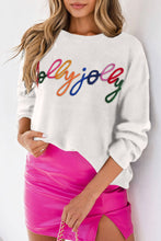 Load image into Gallery viewer, Black Holly Jolly Round Neck Casual Sweater