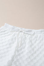 Load image into Gallery viewer, White Textured Split Neck Top and Drawstring Shorts Set