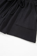 Load image into Gallery viewer, Black Corded MERRY Graphic Long Sleeve Top and Shorts Set