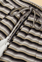 Load image into Gallery viewer, Black Stripe Rainbow Tee Tasseled String Wide Leg Pants Set