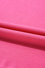 Cargar imagen en el visor de la galería, Bright Pink Floral Patchwork Flounce Sleeve Rib Knit Plus Top