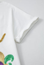 Load image into Gallery viewer, White Mardi Gras Tinsel Sequin Graphic T Shirt