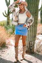 Load image into Gallery viewer, Beige Aztec Printed Stand Neck Zip Up Jacket