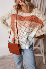 Cargar imagen en el visor de la galería, Apricot Pointelle Knit Colorblock Baggy Sweater