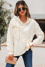 Cargar imagen en el visor de la galería, White Solid Color Cute Bow Detail Loose Hoodie
