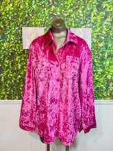 Load image into Gallery viewer, Valentine's Day Hot Pink Crushed Velvet Shirt Blouse