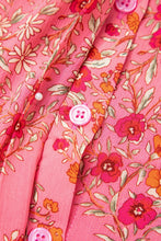 Cargar imagen en el visor de la galería, Rose Red Floral Print Wide Short Sleeve Loose Shirt
