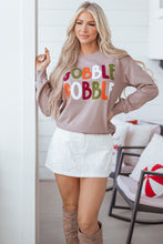 Load image into Gallery viewer, Dark Khaki GOBBLE Letter Graphic Thanksgiving Shift Sweatshirt