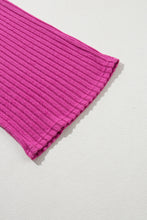 Load image into Gallery viewer, Rose Red Solid Color Ribbed Short Sleeve Wide Leg Jumpsuit