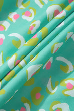 Load image into Gallery viewer, Green Abstract Printed Lace-up Lantern Sleeve Babydoll Blouse