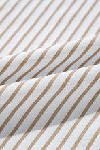 Load image into Gallery viewer, Khaki Stripe Long Sleeve Button Up Mini Shirt Dress