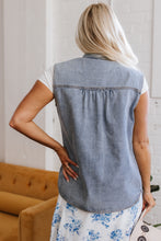 Load image into Gallery viewer, Beau Blue Denim Flap Pocket Curved Hem Shirt Vest