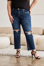 Cargar imagen en el visor de la galería, RFM Crop Dylan Full Size Tummy Control Distressed High Waist Raw Hem Jeans