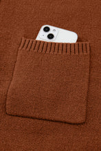 Load image into Gallery viewer, Chestnut Ribbed High Neck Front Pockets Center Seam Shift Sweater Dress