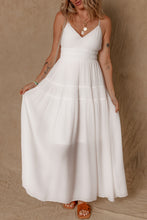 Load image into Gallery viewer, White Spaghetti Straps High Waist Elegant Long Dress