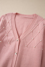 Load image into Gallery viewer, Sepia Rose Textured Knit Pearl Beaded Button Up Cardigan