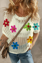 Load image into Gallery viewer, White Crochet Flower Hollow-out Sweater T Shirt