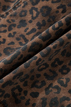 Load image into Gallery viewer, Brown Leopard Print Elastic Waist Drawstring Denim Skort