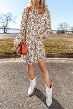 Load image into Gallery viewer, White Floral Printed Long Sleeve Mini Dress