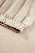 Load image into Gallery viewer, Beige Crinkled Elastic Hem Crop Tee and Wide Leg Pants Set