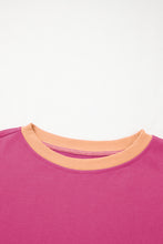 Cargar imagen en el visor de la galería, Rose Red Color Contrast Loose Pullover and Lace-up Waist Skort Set