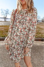 Load image into Gallery viewer, White Floral Printed Long Sleeve Mini Dress
