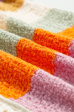 Load image into Gallery viewer, Beige Pointelle Knit Colorblock Patchwork V Neck Hooded Plus Sweater