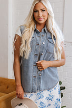 Load image into Gallery viewer, Beau Blue Denim Flap Pocket Curved Hem Shirt Vest