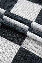 Load image into Gallery viewer, Black Checkered Waffle Knit Thumbhole Open Front Cardigan