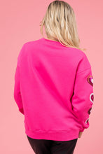 Cargar imagen en el visor de la galería, Sequined Heart Patched Drop Shoulder Valentines Sweatshirt