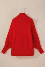 Load image into Gallery viewer, Red Merry Letter Embroidered High Neck Sweater