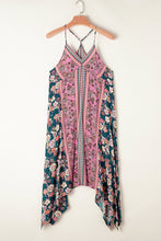 Cargar imagen en el visor de la galería, Pink Bohemian Floral Patchwork Print Long Sundress