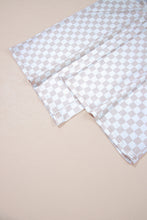 Load image into Gallery viewer, Apricot Checkered Print Buttoned Crew Neck Wide Leg Jumpsuit