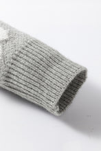 Load image into Gallery viewer, Gray Floral Pattern Half Zip Drop Shoulder Sweater