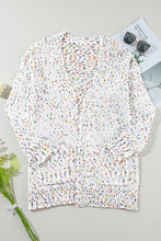 Load image into Gallery viewer, White Multicolor Dotted Rib Knit Long Sleeve Cardigan